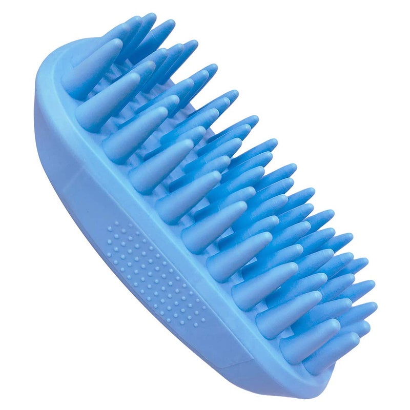 ZOOPOLR Pet Silicone Shampoo Brush for Long & Short Hair Medium Large Pets Dogs Cats, Anti-skid Rubber Dog Cat Pet Mouse Grooming Shower Bath Brush Massage Comb (Blue (New)) - Image 2